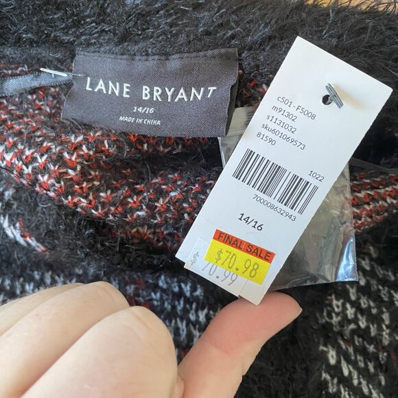 NWT Lane Bryant 14/16 1X Fuzzy Button-Up Sweater Cardigan Plaid - Picture 6 of 6